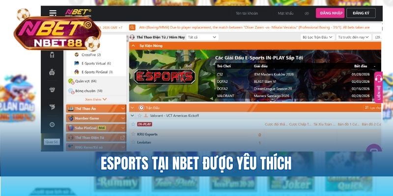 Esports tại NBET được yêu thích