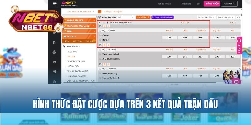 Hình thức đặt cược dựa trên 3 kết quả trận đấu