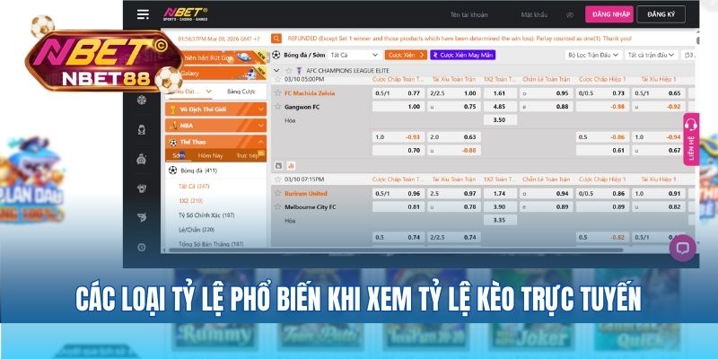 Các loại tỷ lệ phổ biến khi xem tỷ lệ kèo trực tuyến