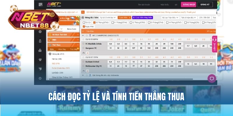 Cách đọc tỷ lệ và tính tiền thắng thua